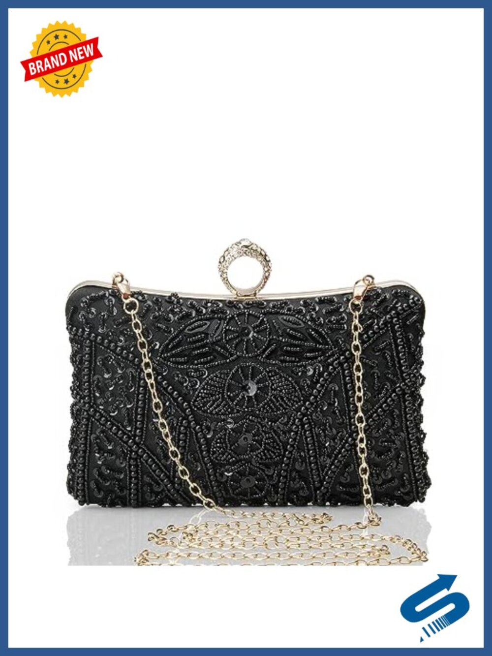 Beaded Sequin Evening Clutch Vintage 1920s Gatsby Party Bag Women